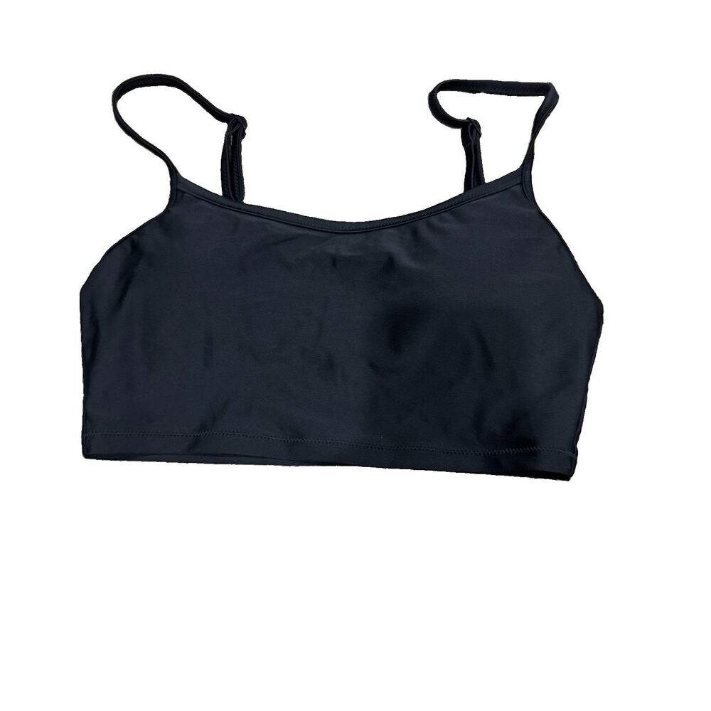 Aerie Scoop Longline Bikini Top Black Square Front Size Small New